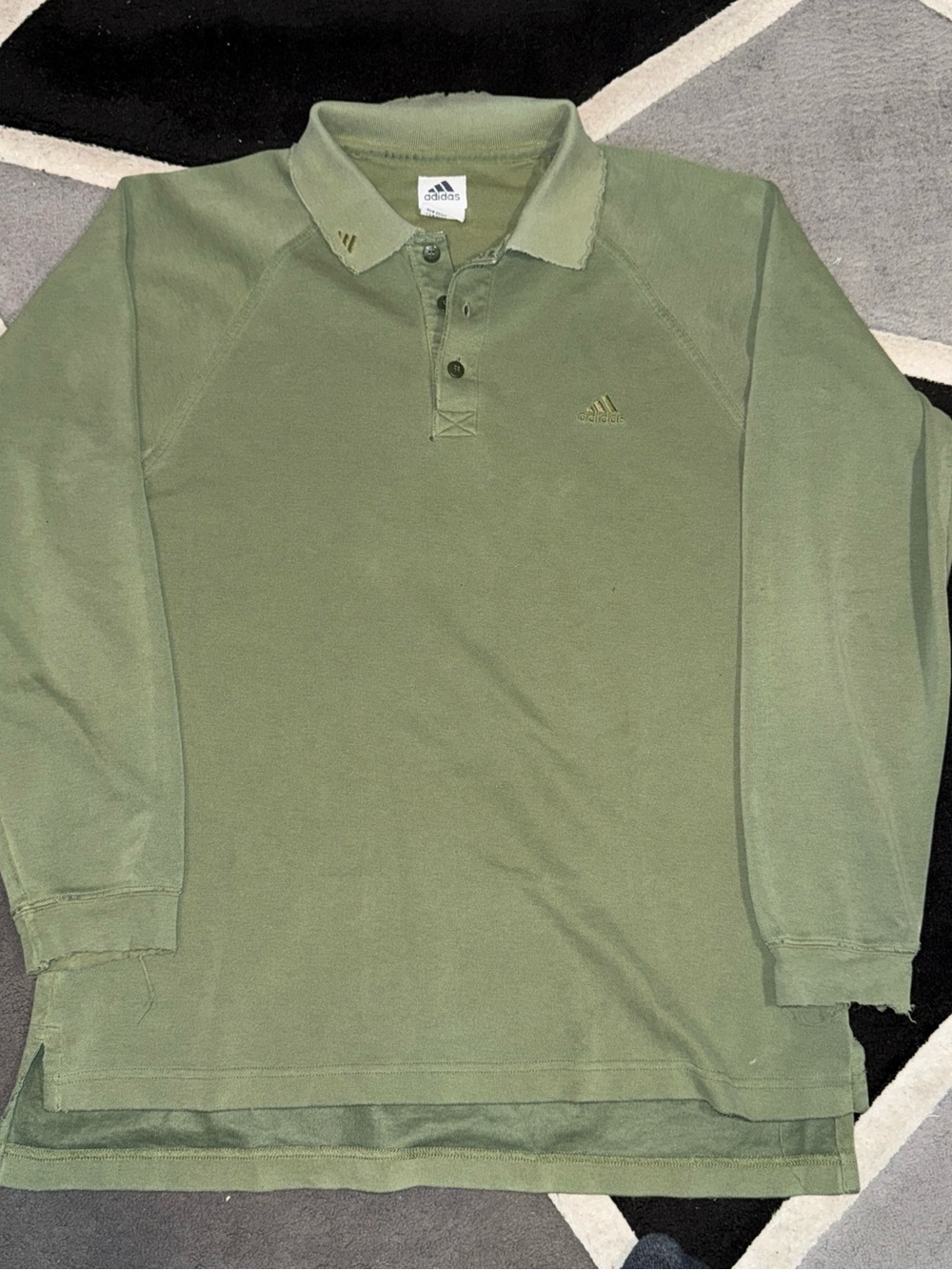 Adidas green long sleeve vintage polo shirt